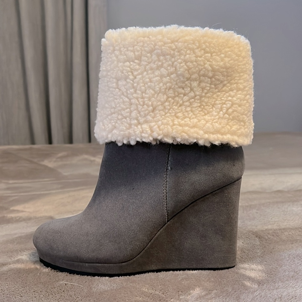 NWT Shearling Wedge Bootie